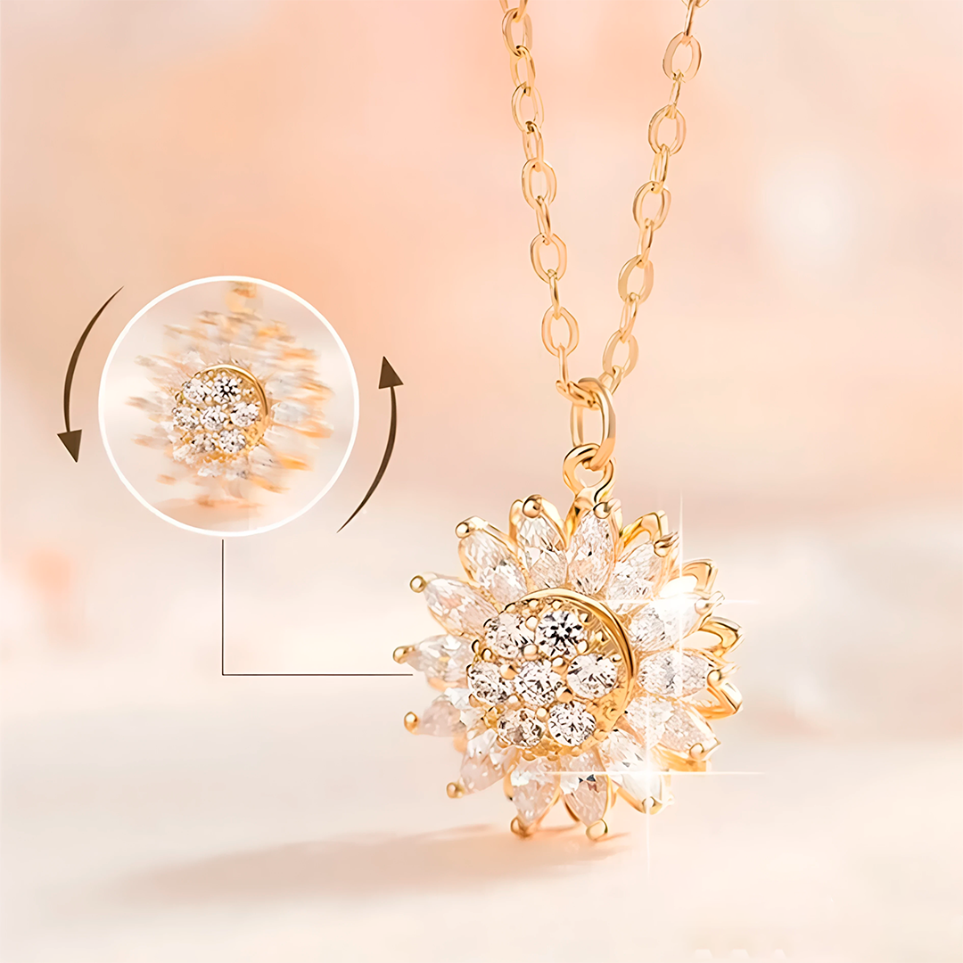 Collar y Anillo Girasol Giratorio